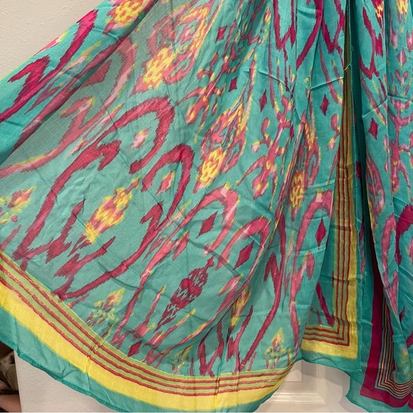Stella & Dot BOHO Teal Magenta Green Yellow XL Scarf 37” X 80” - Picture 2 of 6